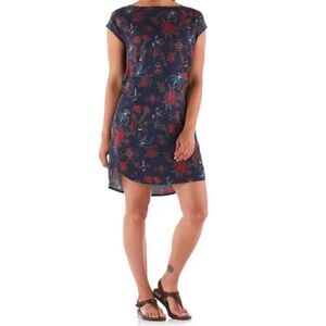 NWT Patagonia June Lake Navy Blue Mini Dress Byrd Floral S Tencel Short Sleeve